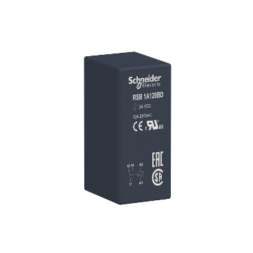 RSB1A120BD interface plug-in relay, Harmony electromechanical relays, 12A, 1CO, 24V DC