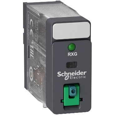 RXG12BD Harmony, Interface plug-in relay, 10 A, 1 CO, with LED, with lockable test button, 24 V DC