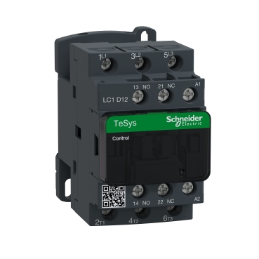 LC1D12B7 Contactor, TeSys Deca, 3P(3 NO), AC-3/AC-3e, 0 to 440V, 12A, 24VAC 50/60Hz coil
