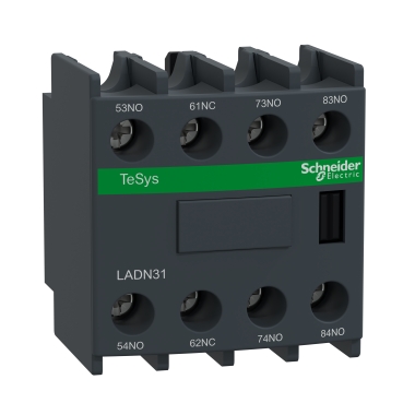 LADN31 Auxiliary contact block, TeSys Deca, 3NO + 1NC, front mounting, screw clamp terminal