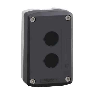 XALD02 Empty enclosure, Harmony XALD, XALK, plastic, dark grey lid, for push button 22mm, 2 cut outs