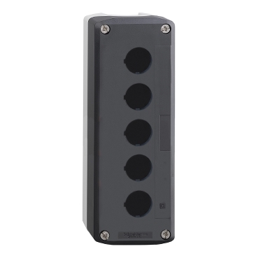 XALD05 Harmony XALD, XALK, Empty enclosure, plastic, dark grey lid, for push button Ø22, 5 cut-outs