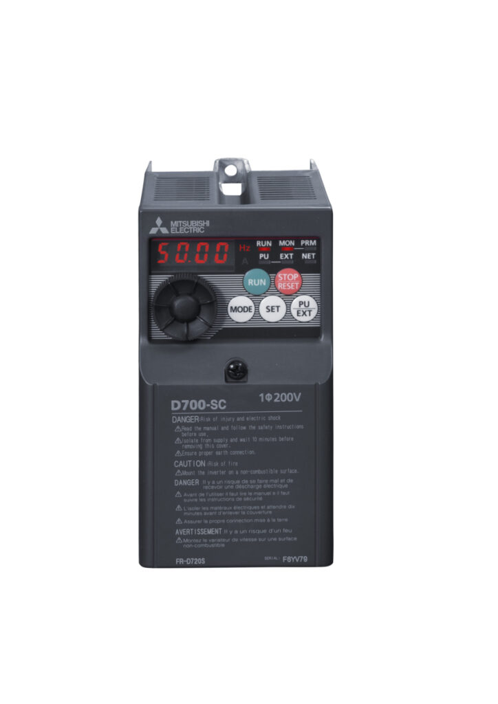 FR-D720S-014SC-EC Sagedusmuundur 230 VAC, 0,2 kW, IP201,4 A, @ 40 °C max 150% ülekoormust 3 s1,4 A, @ 50 °C max 150% ülekoormust 3 sMõõdud (L x K x S) [mm]: 68 x 118 x 80,5, kaal: 0,6 kg