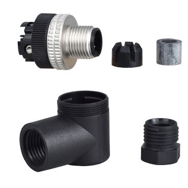XZCC12MCM40B Male, M12, 4 pin, elbowed connector, cable gland Pg 7