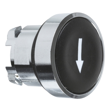 ZB4BA335 Harmony XB4, Push button head, metal, flush, black, Ø22, spring return, marked DOWN ARROW