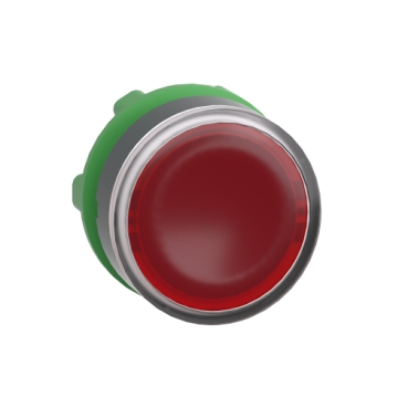 ZB5AW343 Head for illuminated push button, Harmony XB5, plastic, red flush, 22mm, universal LED, spring return, plain lens
