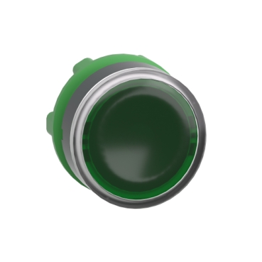 ZB5AW333 Head for illuminated push button, Harmony XB5, plastic, green flush, 22mm, universal LED, spring return, plain lens