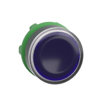 ZB5AW363 Head for illuminated push button, Harmony XB5, plastic, blue flush, 22mm, universal LED, spring return, plain lens