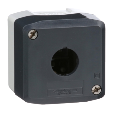XALD01 Empty enclosure, Harmony XALD, XALK, plastic, dark grey lid, for push button 22mm, 1 cut out