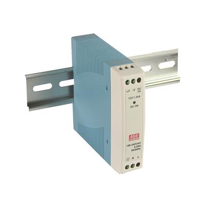 MDR-10-24 AC-DC Industrial DIN rail power supply; Output 24Vdc at 0.42A; plastic case