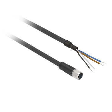 XZCP1141L5 Pre wired connectors XZ, straight female, M12, 4 pins, cable PUR 5 m