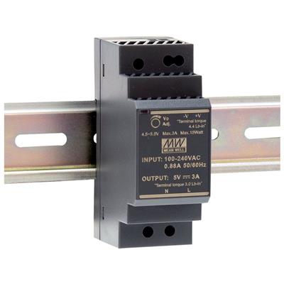HDR-30-24 AC-DC Ultra slim DIN rail power supply; Input range 85-264VAC; Output 24VDC at 1.5A; Pass LPS