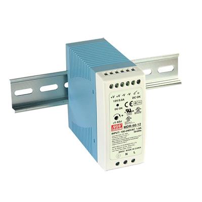 MDR-60-24 AC-DC Industrial DIN rail power supply; Output 24Vdc at 2.5A; plastic case