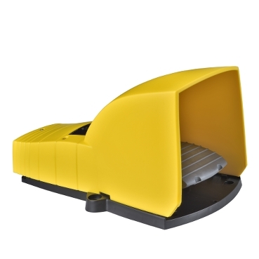 XPEY510 Single foot switch, Harmony XPE, plastic, yellow, with cover, trigger mechanism, 1 step, 1 contact 1NC+NO, IP55