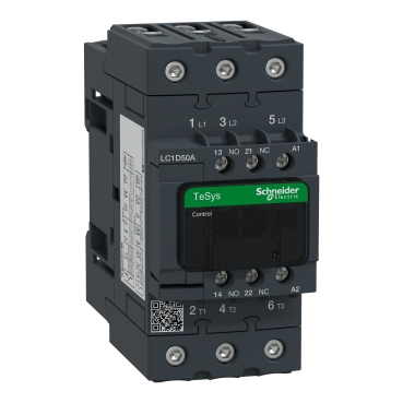 LC1D50AP7 Contactor, TeSys Deca, 3P(3 NO), AC-3/AC-3e, <=400V, 50A, 230V AC 50/60Hz coil, screw clamp terminals