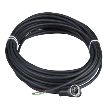 XZCP1965L5 Pre wired connectors XZ, elbowed female, 1/2"20 UNF, 3 pins, cable PUR 5 m