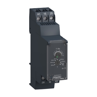 RE22R2QGMR Modular timing relay, Harmony, 8A, 2CO, 0.3s…30s, star delta, 24...240V AC DC
