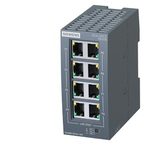 6GK5008-0BA10-1AB2 SCALANCE XB008 unmanaged Industrial Ethernet Switch for 10/100 Mbit/s; for setting up small star and line topologies; LED diagnostics, IP20, 24 V AC/DC power supply, with 8x 10/100 Mbit/s twisted pair ports with RJ45 sockets; manual ava
