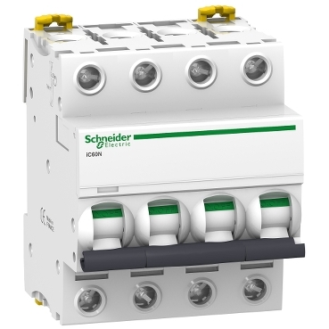 A9F74416 Miniature circuit-breaker, Acti9 iC60N, 4P, 16 A, C curve, 6000 A (IEC 60898-1), 10 kA (IEC 60947-2)