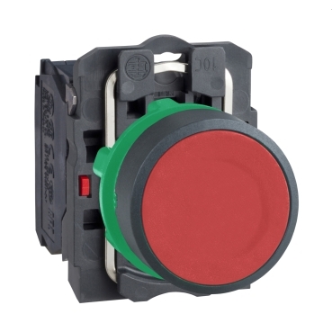 XB5AA42 Push button, Harmony XB5, plastic, flush, red, 22mm, spring return, unmarked, 1NC