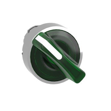 ZB4BK1233 Head for illuminated selector switch, Harmony XB4, metal, green handle, 22mm, universal LED, 2 positions, stay put
