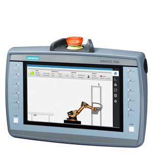 6AV2125-2JB23-0AX0 SIMATIC HMI KTP900F Mobile, 9.0" TFT display, 800x 480 pixel, 16m colors, key and touch operation, 10 function keys, 1x PROFINET/Industrial Ethernet interface, 1x multimedia card, 1x USB, Key-operated switch, acknowledgement button, 1 e
