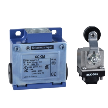 XCKM115 Limit switch, Limit switches XC Standard, XCKM, thermoplastic roller lever, 1NC+1 NO, snap action, Pg11
