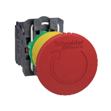 XB5AS8444 Emergency stop switching off, Harmony XB5, plastic, red mushroom 40mm, 22mm, trigger latching turn to release, 2NC