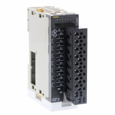 CJ1W-OC201 (SL) Digital output unit, 8 x relay outputs, 250 VAC/24 VDC, 2 A max, independent commons, screwless clamp terminal Omron