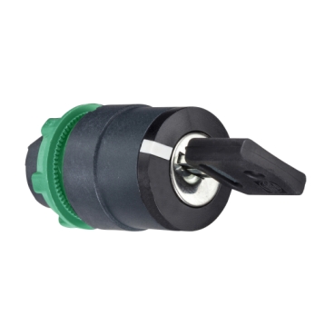 ZB5AG2 head for key selector switch, Harmony XB5, plastic, black, 22mm, key 455, 2 positions, stay put