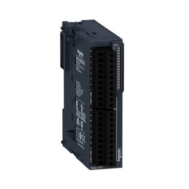 TM3DQ16R Discrete output module, Modicon TM3, 16 relay outputs (screw) 24 VDC