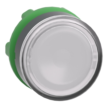 ZB5AW313 Head for illuminated push button, Harmony XB5, plastic, white flush, 22mm, universal LED, spring return, plain lens