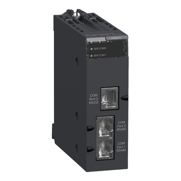 BMXNOM0200 communication module, Modicon X80, Serial link module, 2 RS485 or 232 ports in Modbus and character mode Schneider Electric