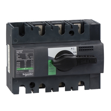 28910 switch disconnector, Compact INS125, 125A, standard version with black rotary handle, 3 poles