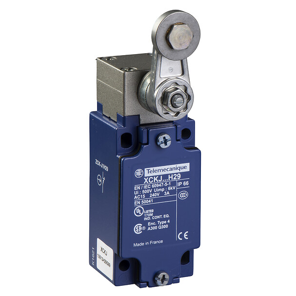 XCKJ10513D Limit switch, XC Standard, XCKJ, steel roller lever, 1NC+1 NO, snap action, M12