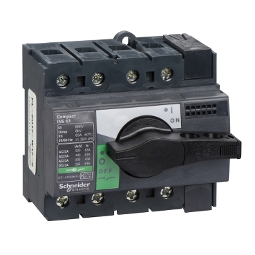 28903 switch disconnector, Compact INS63 , 63 A, standard version with black rotary handle, 4 poles