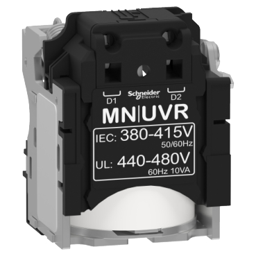 LV429408 MN undervoltage release, ComPacT NSX, 380/415 VAC 50/60 Hz, 440/480 VAC 60 Hz, screwless spring terminal connections