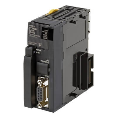 CJ2M-CPU11 CPU, 5K steps program, 32K words data memory, 32K words x 1 bank EM, 2560 I/O max, RS-232C serial port, USB programming port, 3 expansion racks max.