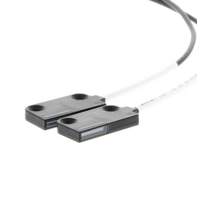 E32-T16P2M Fiber optic sensor head, through-beam, square, top-view, 11 mm area detection, R10 fiber, 2 m cable