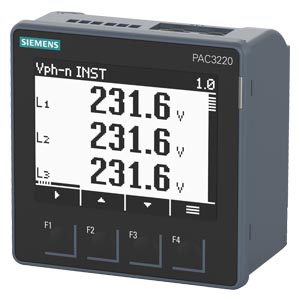 7KM3220-0BA01-1DA0 SENTRON PAC3220 LCD 96X96 mm Power Monitoring Device Controll panel instrument for electrical values protocol: Modbus TCP with graphics display U rated input: 690/400V 45-65Hz IE rated input: X/1A oder X/5A AC Power supply: 100 ... 250