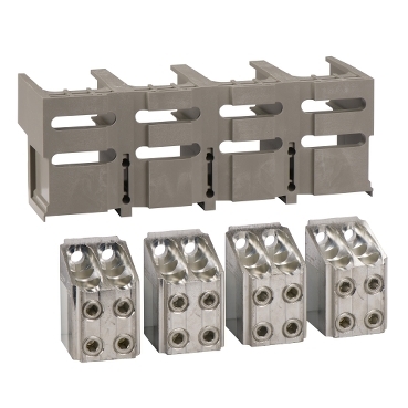 33641 set of bare cable connectors and terminal shield, ComPact NS630b to NS1600, fixed, front connected, 240 mm², 4 poles