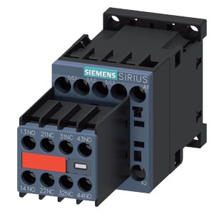 3RT2017-1AP04-3MA0 Power contactor, AC-3 12 A, 5.5 kW / 400 V 2 NO + 2 NC, 230 V AC, 50 / 60 Hz 3-pole, Size S00 Screw terminal Captive auxiliary switch
