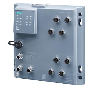 6GK5208-0HA00-2AS6 SCALANCE XP208, managed IE switch, 8x 10/100 Mbit/s M12 ports, IP65, LED diagnostics, error signaling contact, redundant power supply, IEC 62443-4-2 certified PROFINET IO device, network management, can be operated in redundant ring, du