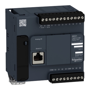TM221C16R Modicon M221, Logic controller, 16 inputs/outputs, 7 relay outputs, 100…240 V AC