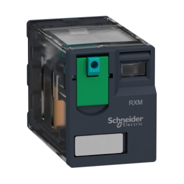 RXM4AB1BD Harmony, Miniature plug-in relay, 6 A, 4 CO, with lockable test button, 24 V DC