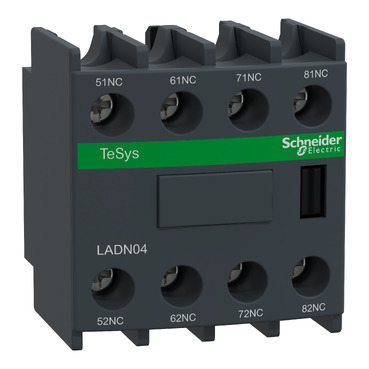 LADN04 Auxiliary contact block, TeSys Deca, 4NC, front mounting, screw clamp terminals