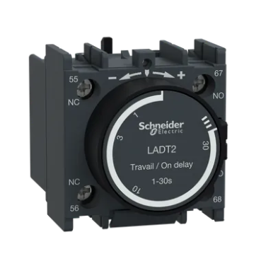 LADT2 TeSys Deca, pneumatic time delay attachment, on delay, 0.1 to 30 sec, 1 NO and 1 NC, screw clamp terminals