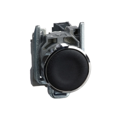 XB4BA21 Harmony, 22mm push button, black flush, spring return, 1 NO, unmarked