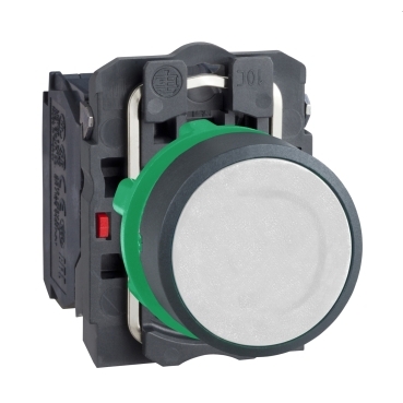 XB5AA15 Push button, Harmony XB5, white flush complete pushbutton Ø22 mm spring return 1NO+1NC unmarked