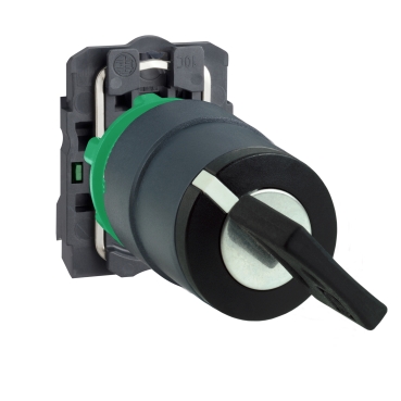 XB5AG21 Key switch selector, Harmony XB5, plastic, black, 22mm, key 455, 2 positions, stay put, 1 NO